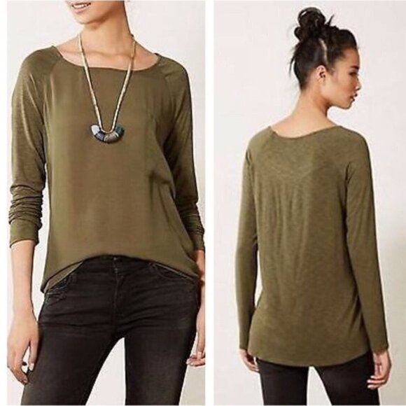 Anthropologie Dolan Brookvale Modest Simple Long Sleeve Tee Shirt Top Size Small - Picture 8 of 8